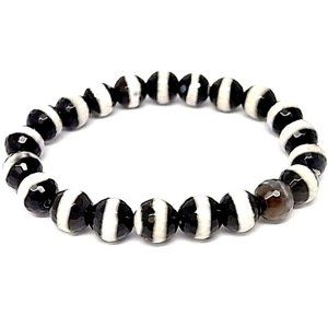 pulsera piedras blancas y negras