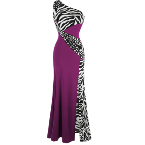 elegante vestido de cebra morado